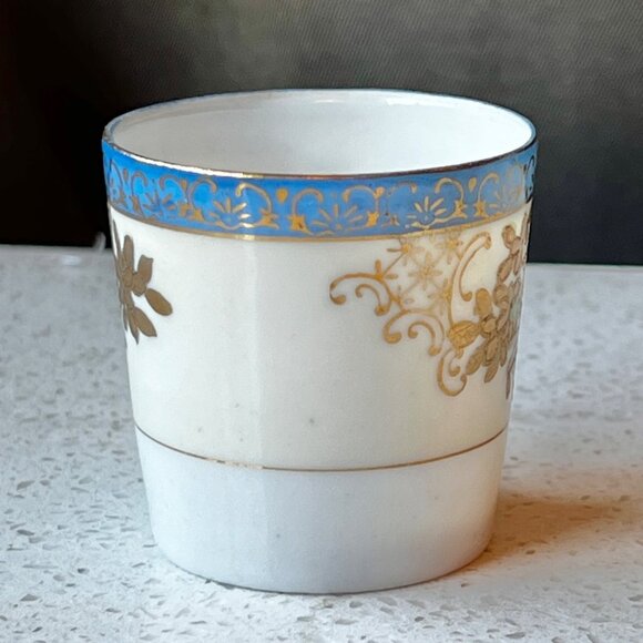 SGK China Porcelain Demitasse Cup With Gold Floral & Blue Band Design Occupied J - Picture 4 of 8